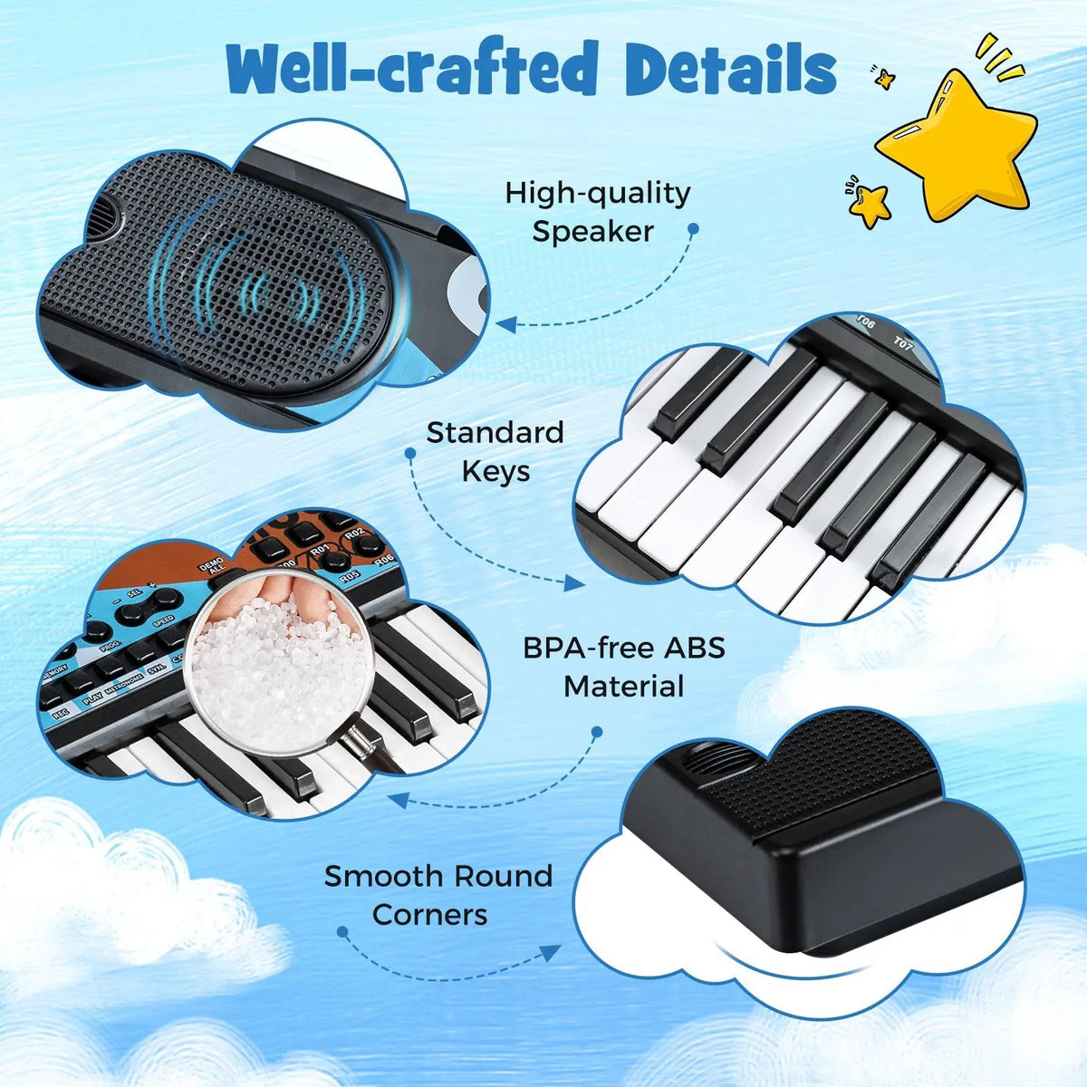 Kids Piano Keyboard 49 Keys Portable Electric Keyboard Piano with 8 Rhythms 8 Tones, photo 14 of 16