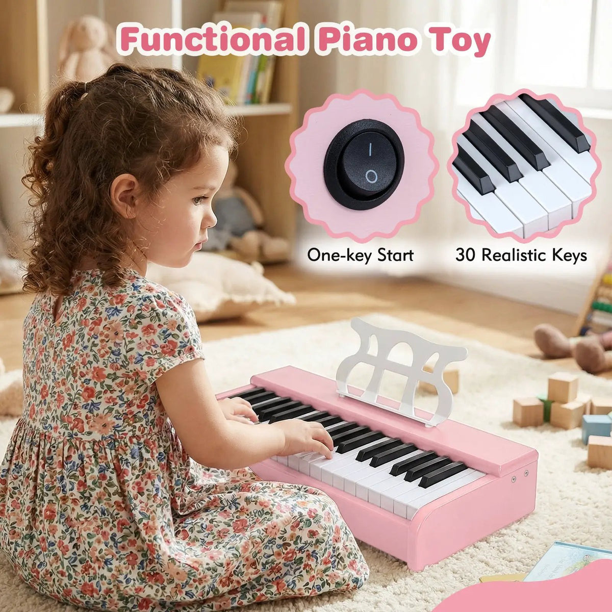 Kids Piano Keyboard 30 Keys Digital Piano with Music Stand for 3+ Years Old Beginners, photo 16 of 24