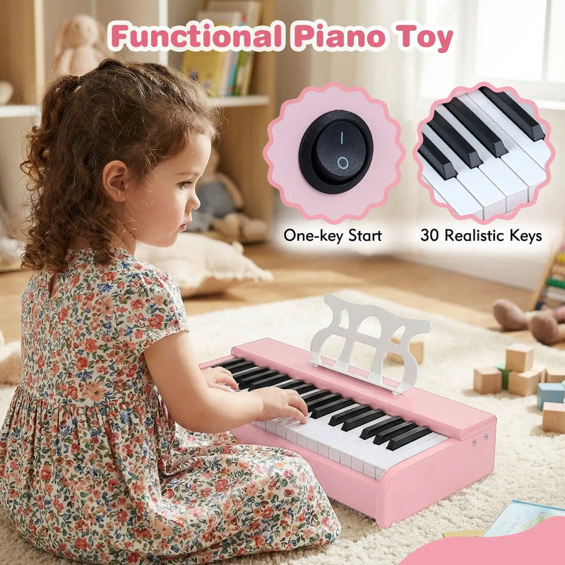 Kids Piano Keyboard 30 Keys Digital Piano with Music Stand for 3+ Years Old Beginners by DirectDeals
