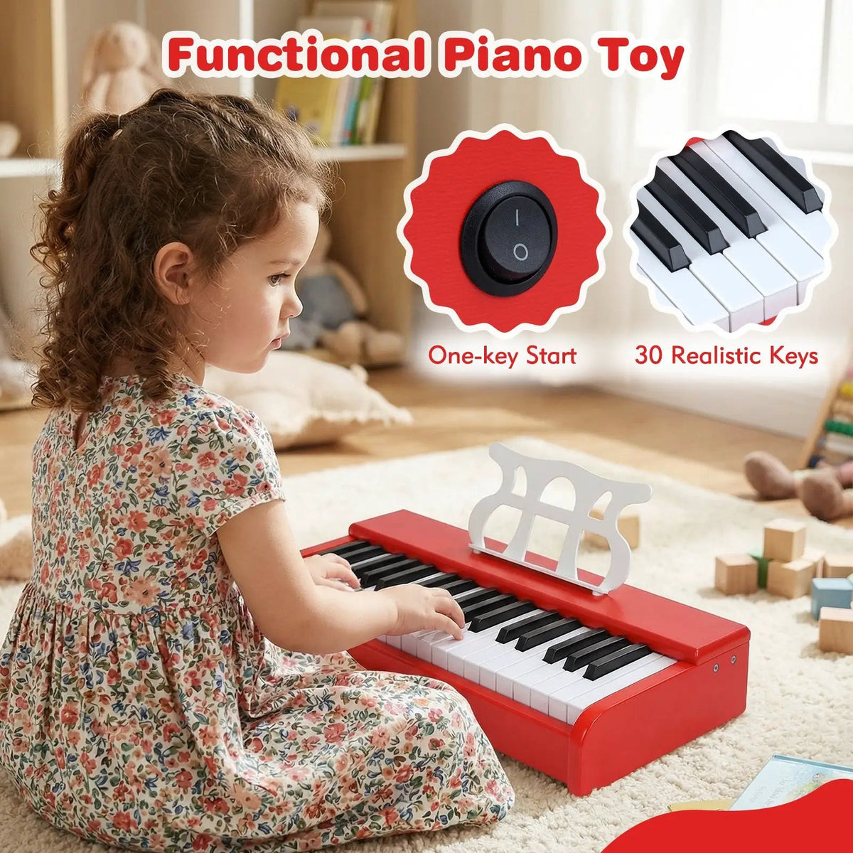Kids Piano Keyboard 30 Keys Digital Piano with Music Stand for 3+ Years Old Beginners, photo 18 of 24
