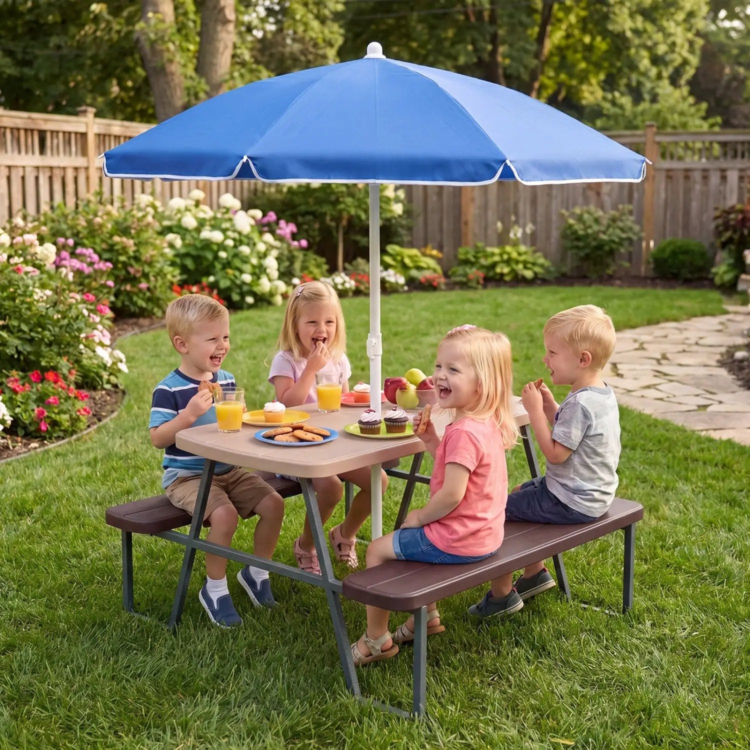 Kids Picnic Table with Benches Seats up to 4 by DirectDeals