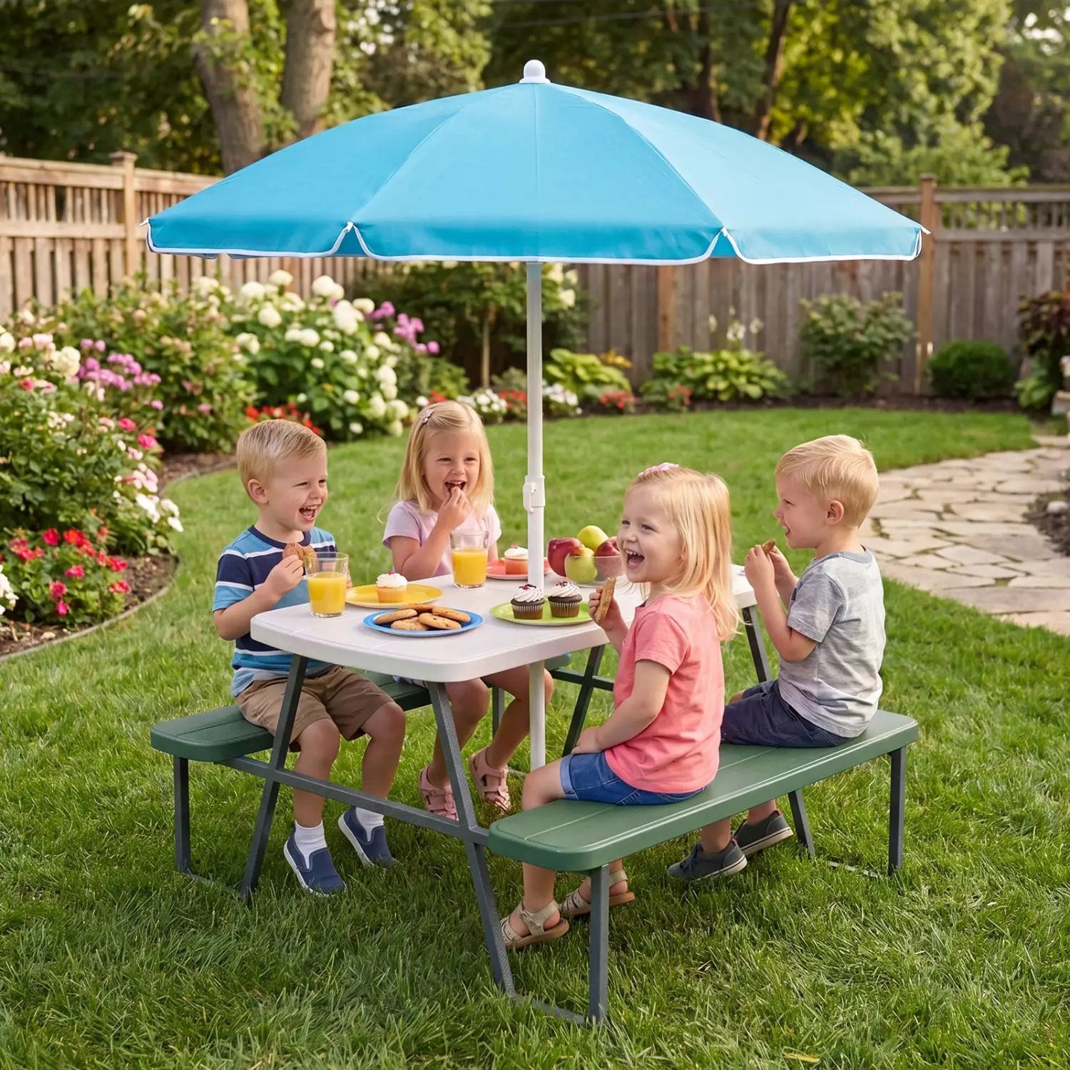 Kids Picnic Table with Benches Seats up to 4 by DirectDeals