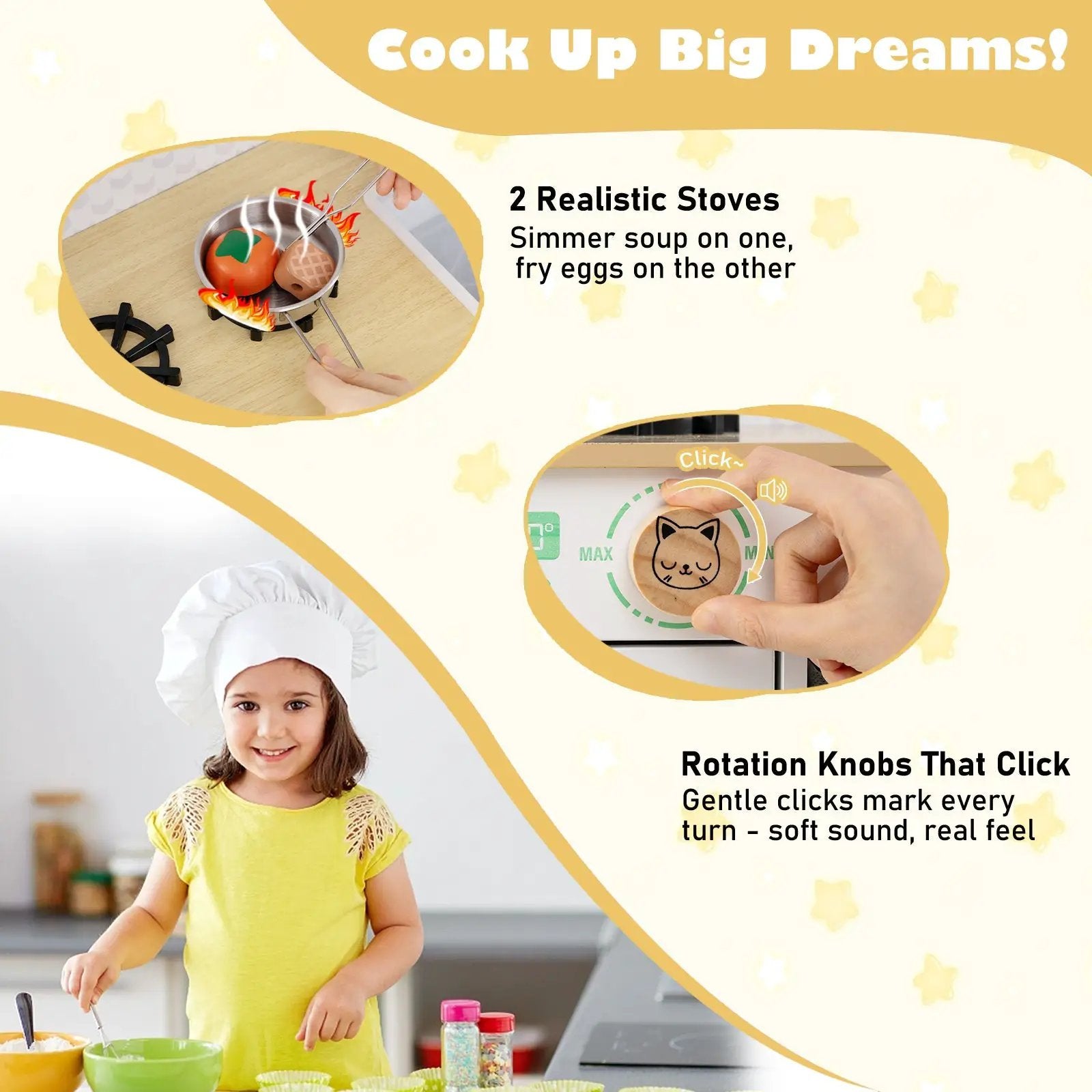 Kids Play Kitchen Children Toy Kitchen Playset with 2 Stoves and Rotation Knobs by DirectDeals