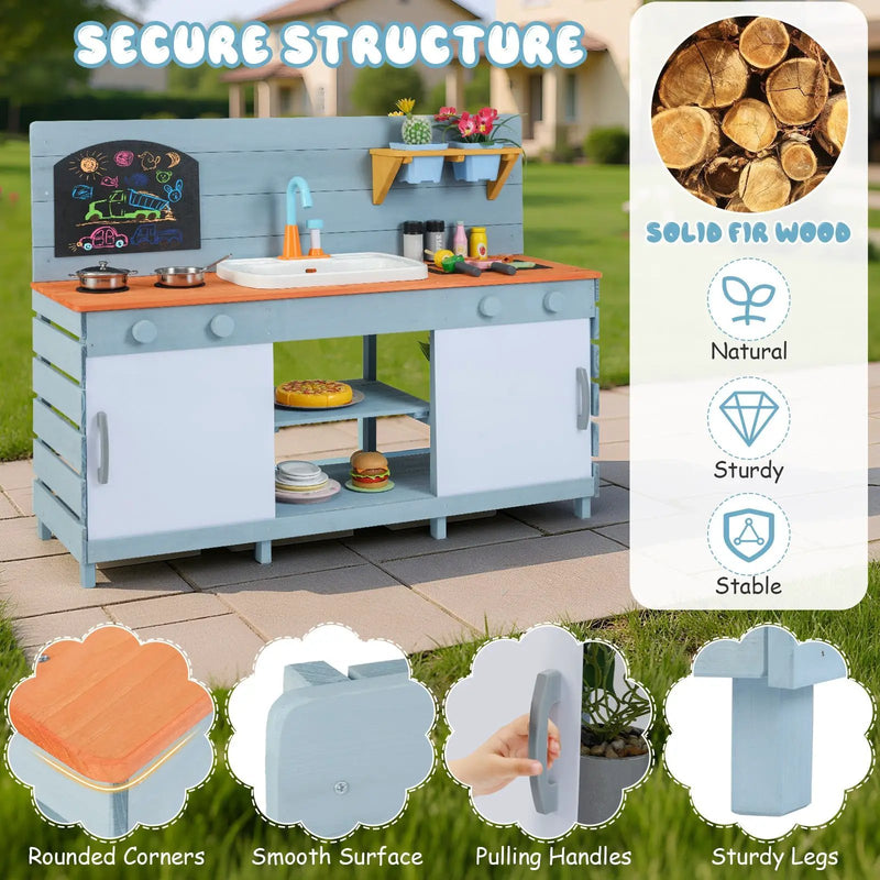Kids Play Kitchen Set with Stoves for Boys Girls Aged 3-8-Blue by DirectDeals