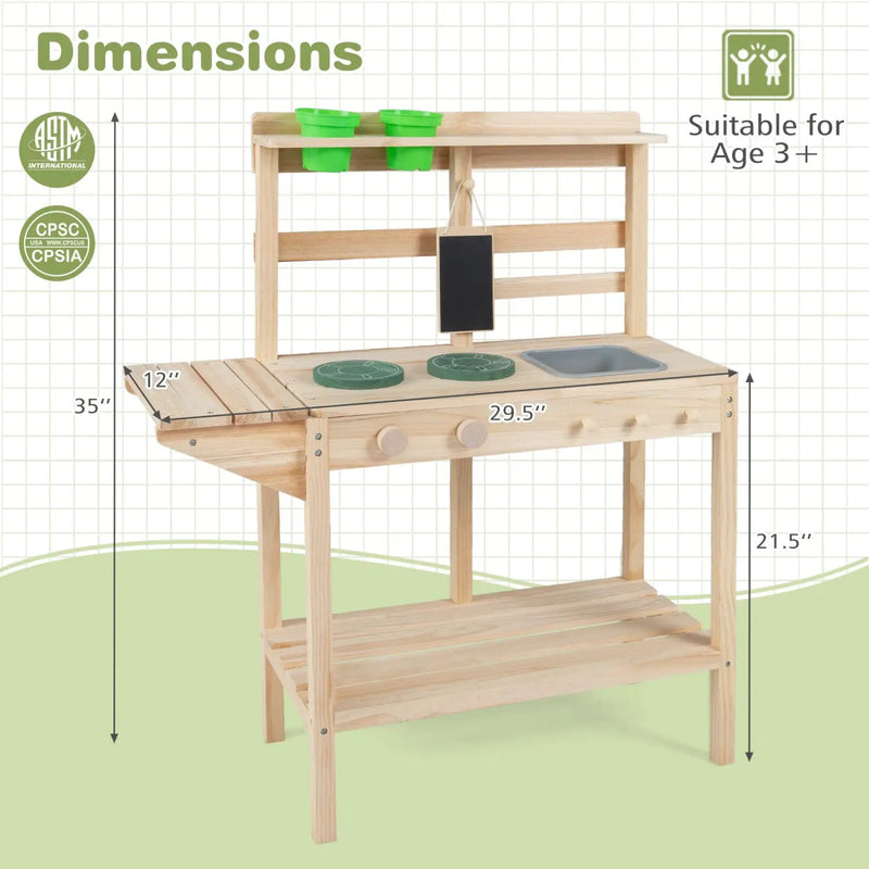 Kids Play Kitchen Set Wooden Kitchen Playset with Stoves for Boys Girls 3+ by DirectDeals