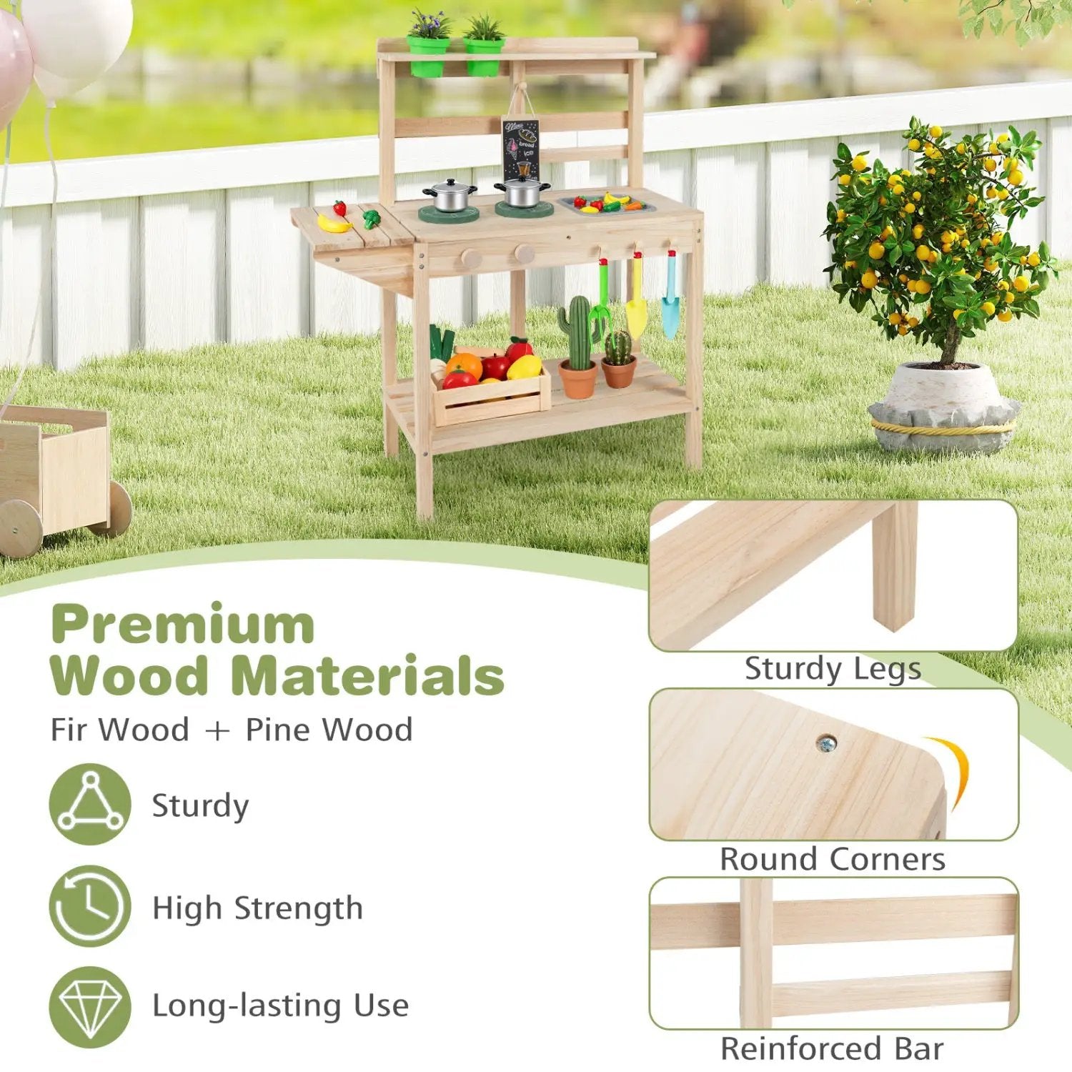 Kids Play Kitchen Set Wooden Kitchen Playset with Stoves for Boys Girls 3+ by DirectDeals
