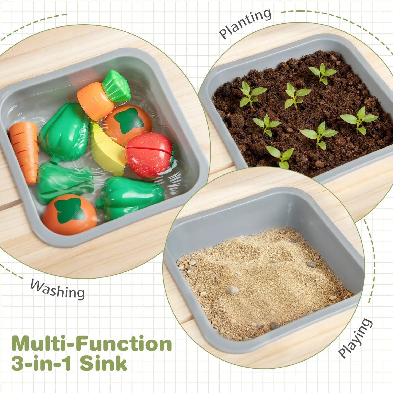 Kids Play Kitchen Set Wooden Kitchen Playset with Stoves for Boys Girls 3+ by DirectDeals