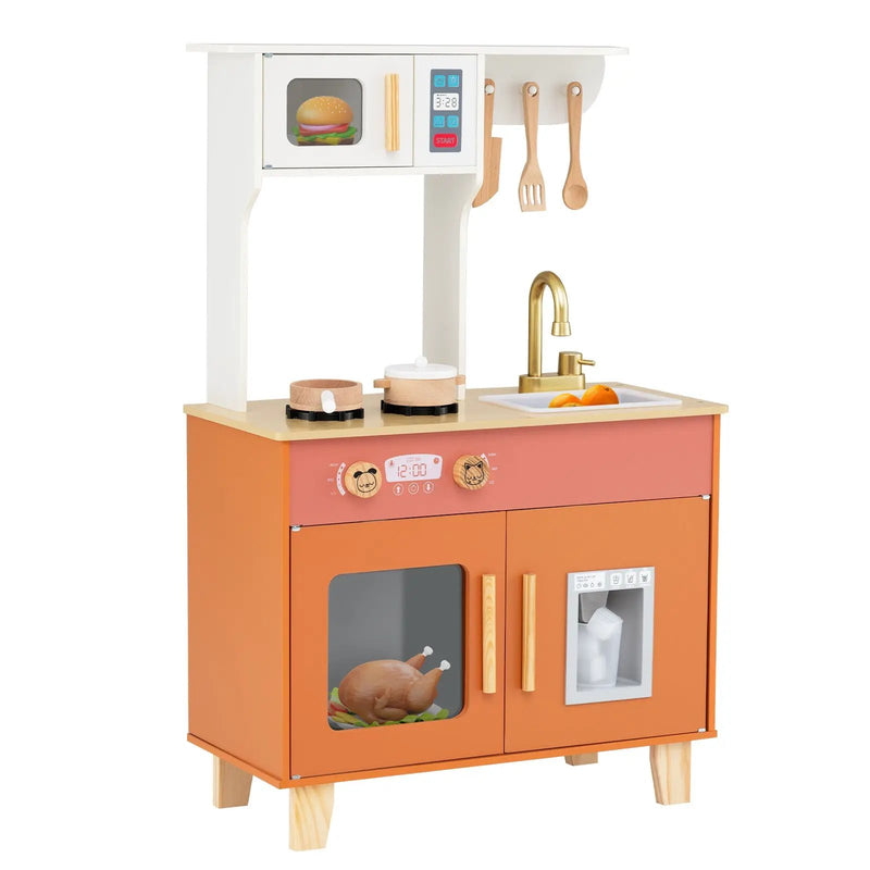 Kids Play Kitchen with Microwave and Rotation Knobs for Girls Boys Aged 3-6 by DirectDeals