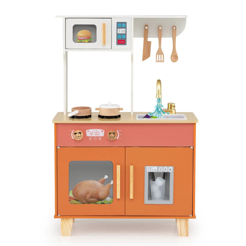 Kids Play Kitchen with Microwave and Rotation Knobs for Girls Boys Aged 3-6 by DirectDeals