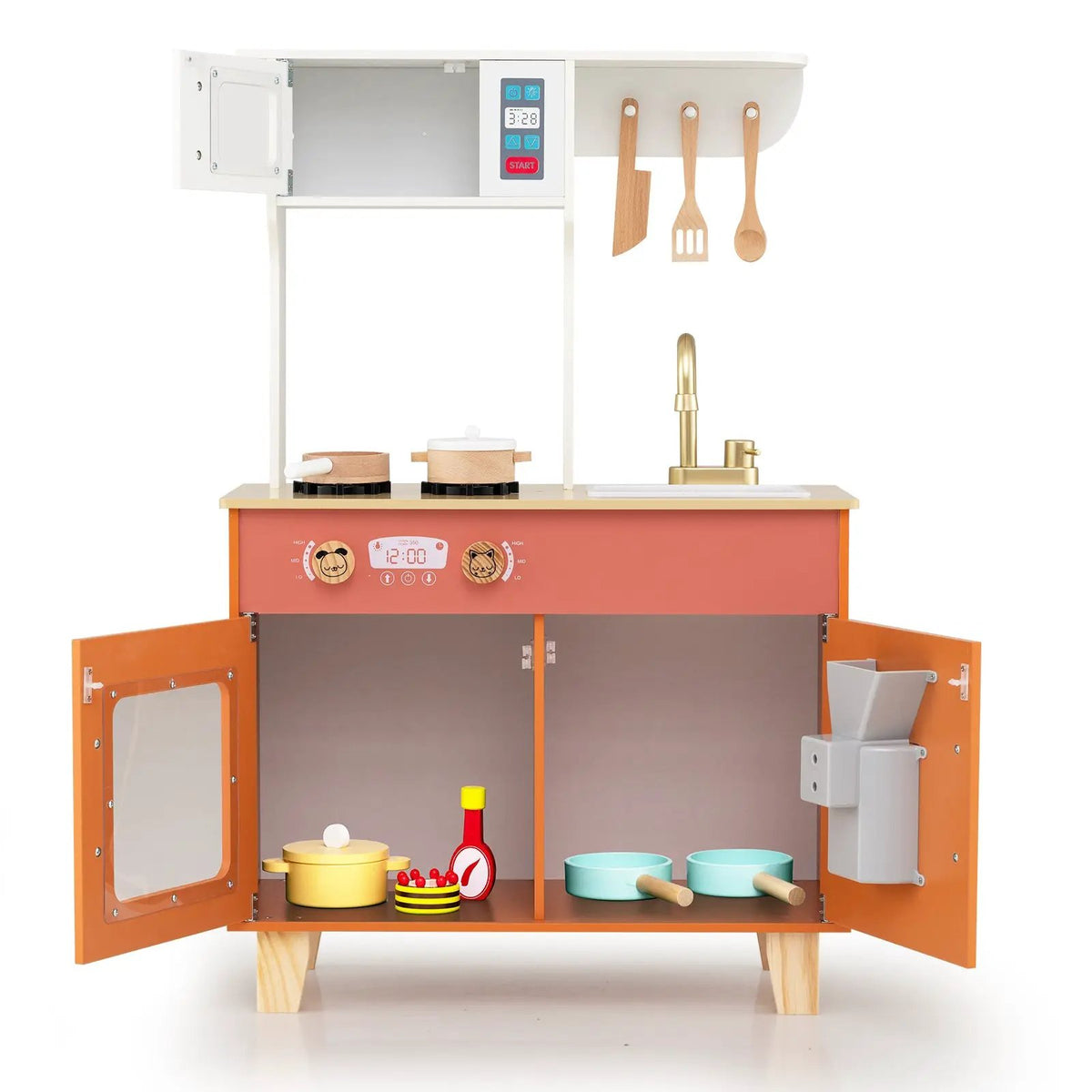 Kids Play Kitchen with Microwave and Rotation Knobs for Girls Boys Aged 3-6, photo 9 of 16