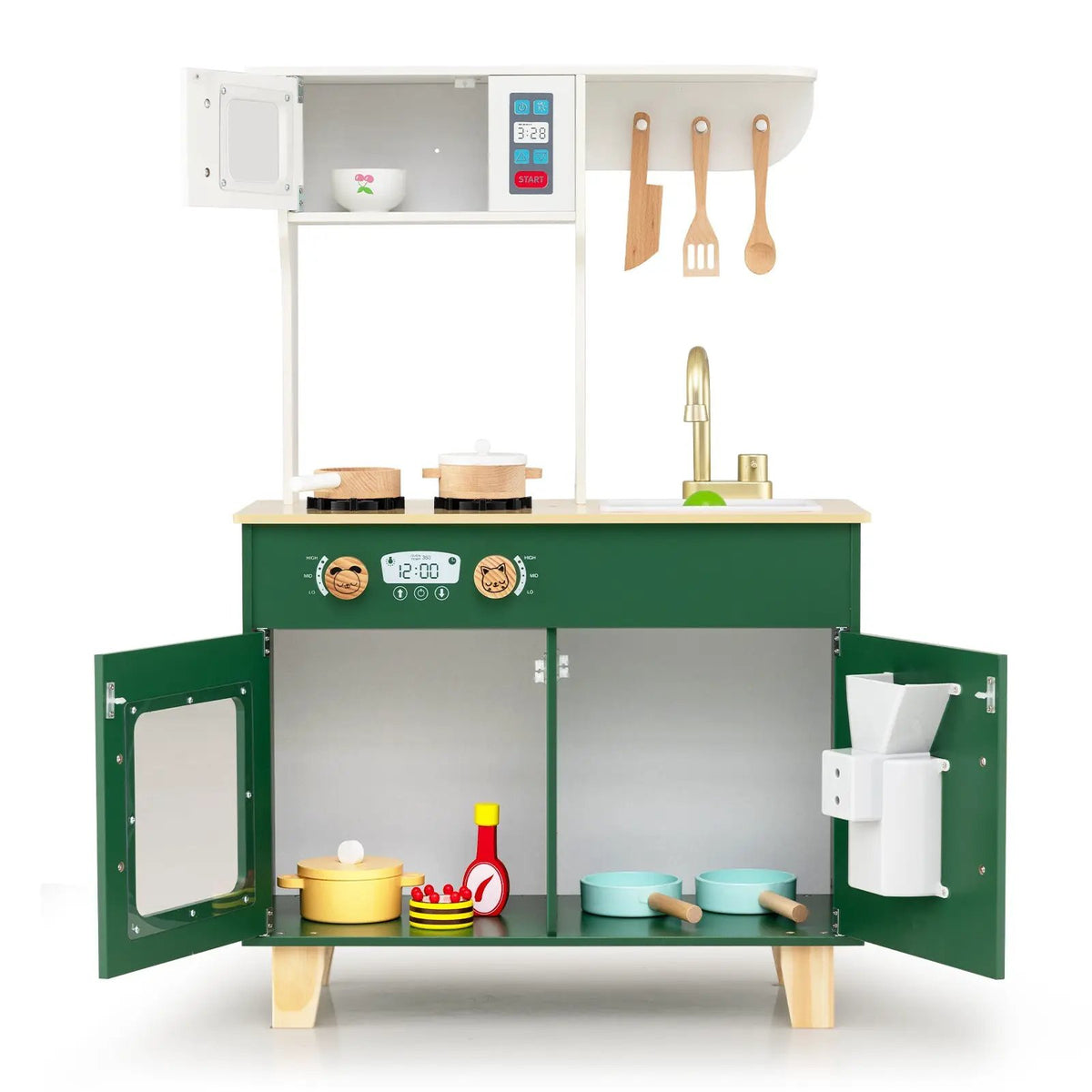 Kids Play Kitchen with Microwave and Rotation Knobs for Girls Boys Aged 3-6, photo 10 of 16
