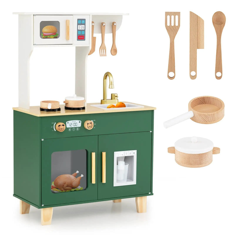 Kids Play Kitchen with Microwave and Rotation Knobs for Girls Boys Aged 3-6 by DirectDeals