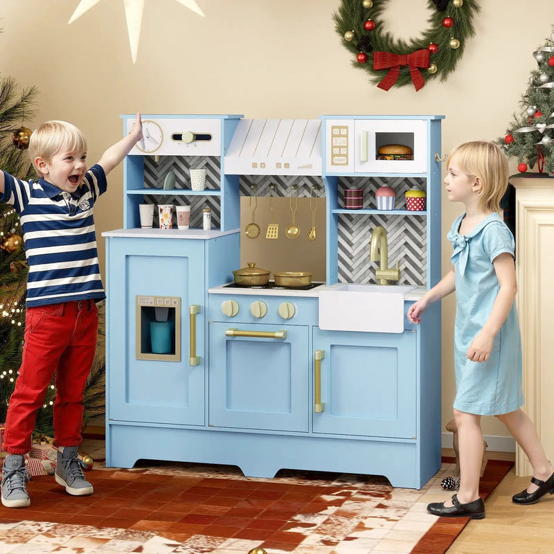 Kids Play Kitchen with Stoves and Faucet for Girls Boys Aged 3-6 by DirectDeals