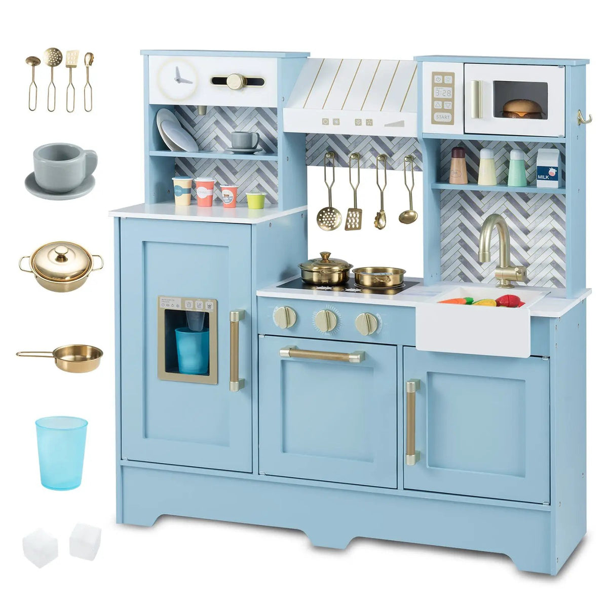 Kids Play Kitchen with Stoves and Faucet for Girls Boys Aged 3-6, photo 6 of 16