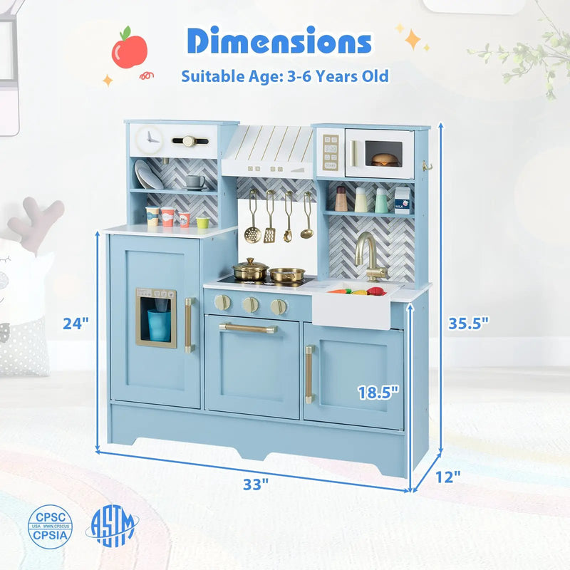 Kids Play Kitchen with Stoves and Faucet for Girls Boys Aged 3-6 by DirectDeals