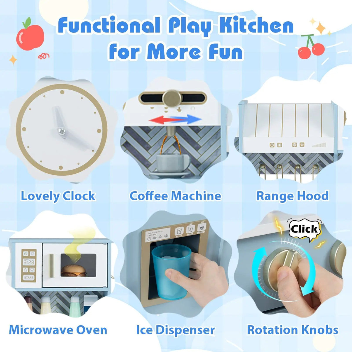 Kids Play Kitchen with Stoves and Faucet for Girls Boys Aged 3-6, photo 12 of 16
