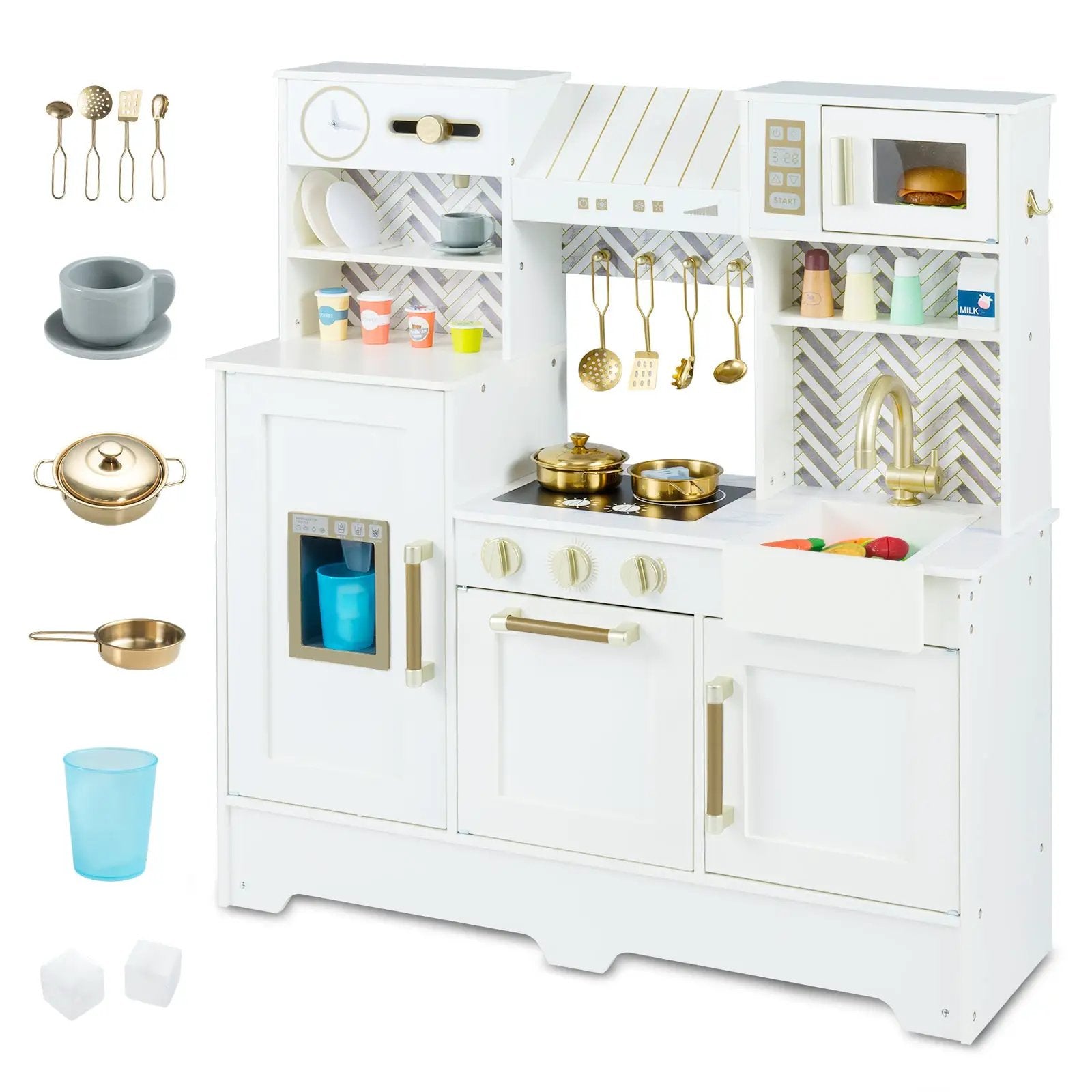 Kids Play Kitchen with Stoves and Faucet for Girls Boys Aged 3-6 by DirectDeals