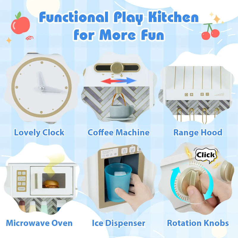 Kids Play Kitchen with Stoves and Faucet for Girls Boys Aged 3-6 by DirectDeals