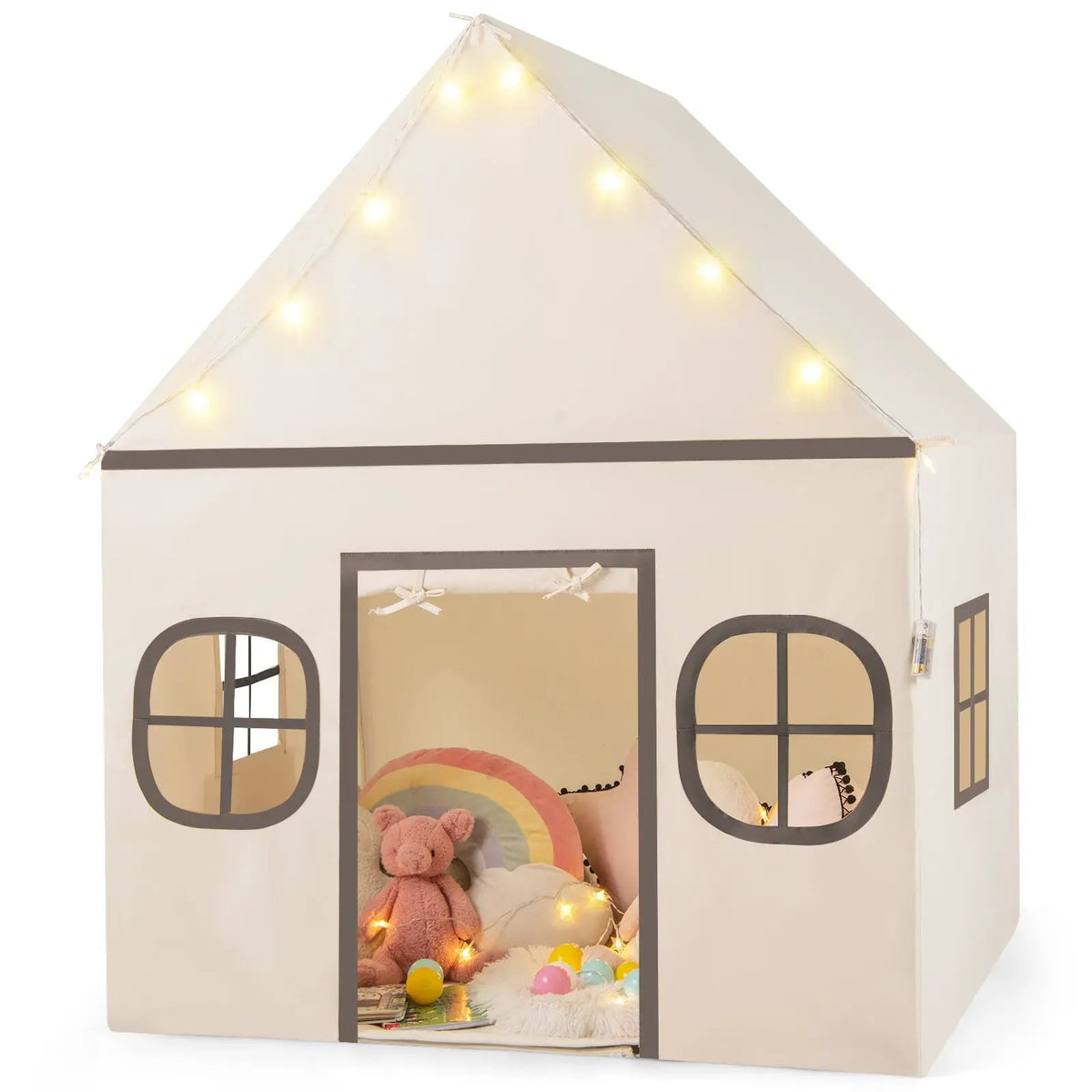 Kids Play Tent Large Playhouse with Door Curtain and Windows Star Lights, photo 6 of 16