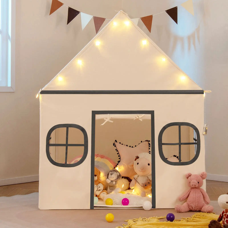Kids Play Tent Large Playhouse with Door Curtain and Windows Star Lights by DirectDeals