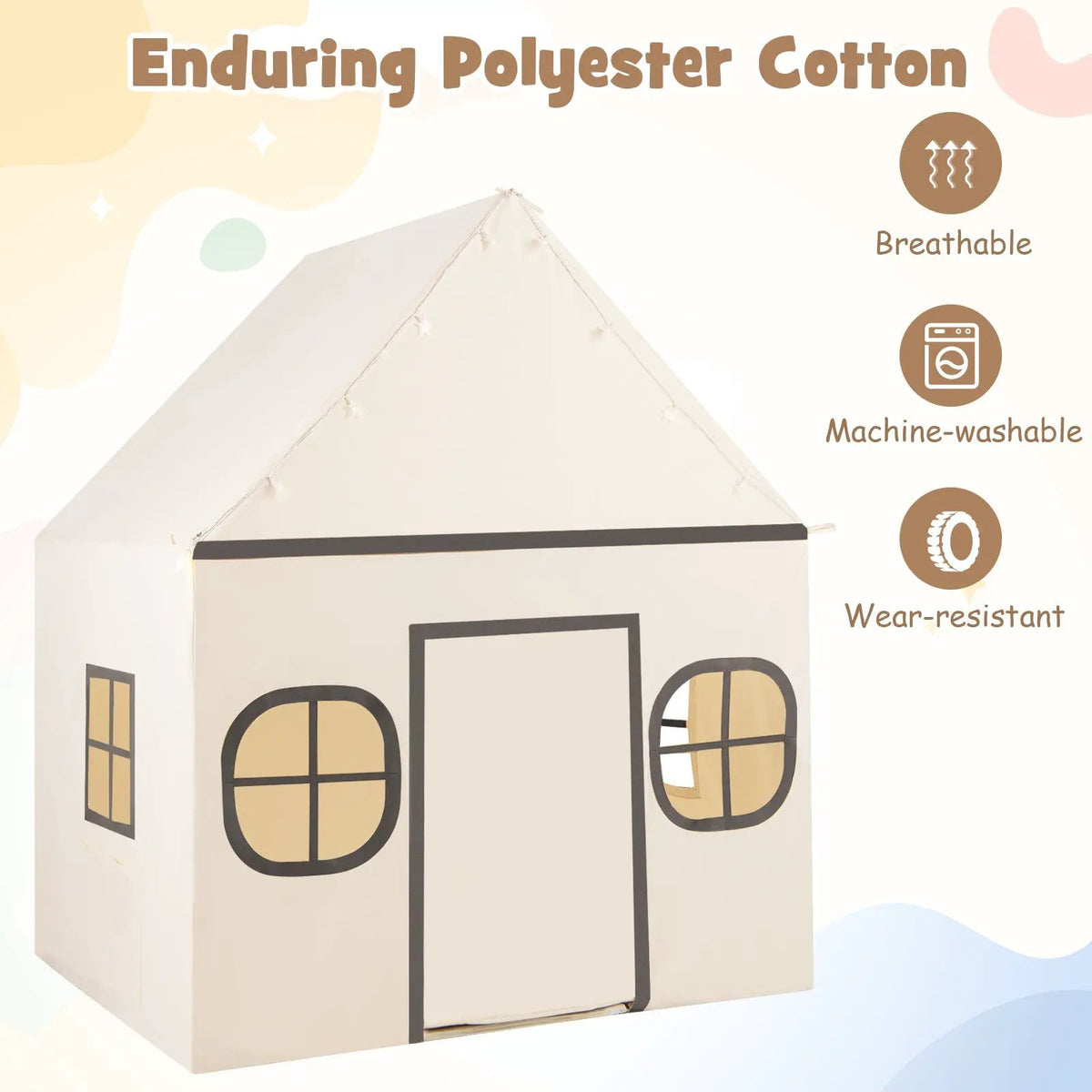 Kids Play Tent Large Playhouse with Door Curtain and Windows Star Lights, photo 16 of 16