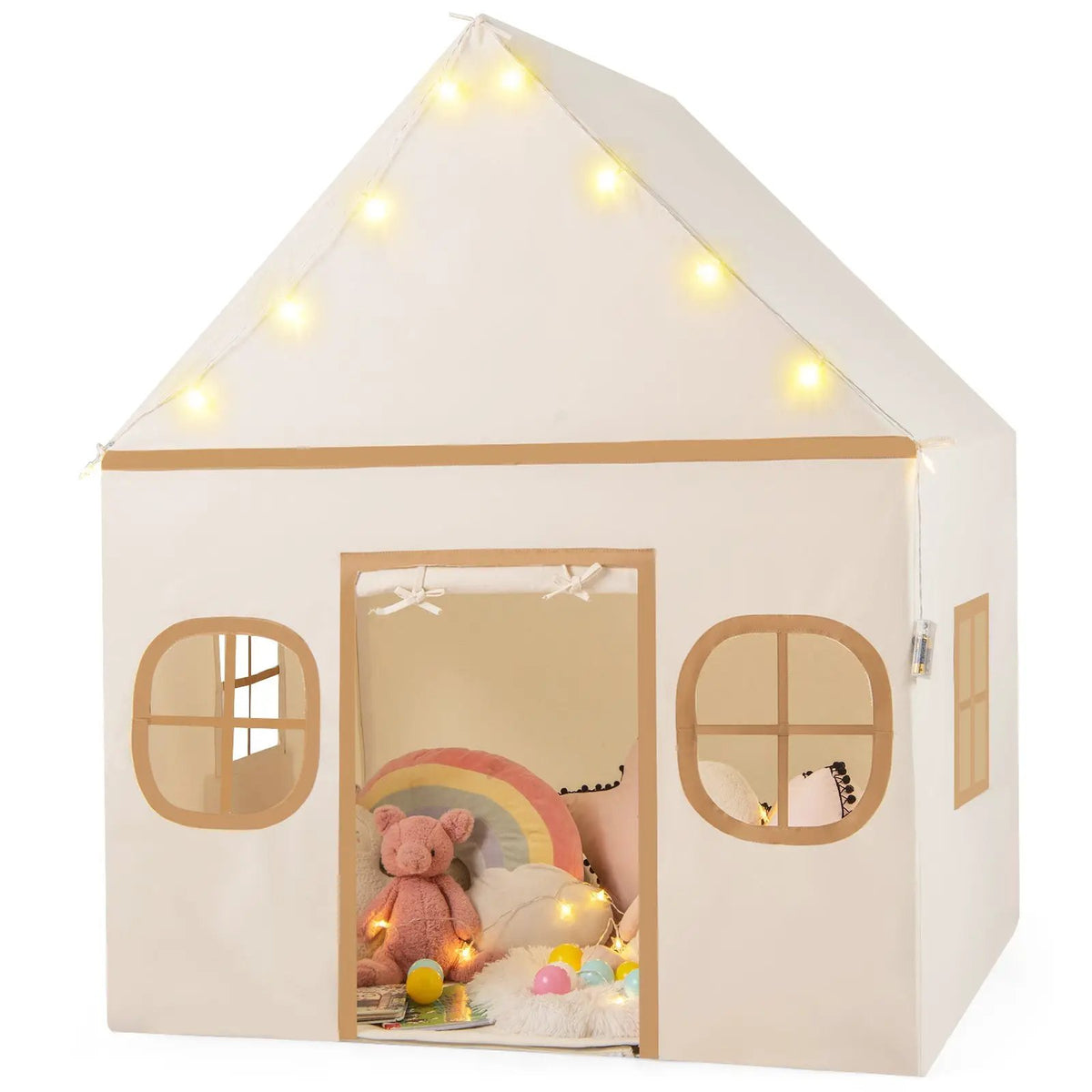 Kids Play Tent Large Playhouse with Door Curtain and Windows Star Lights, photo 5 of 16