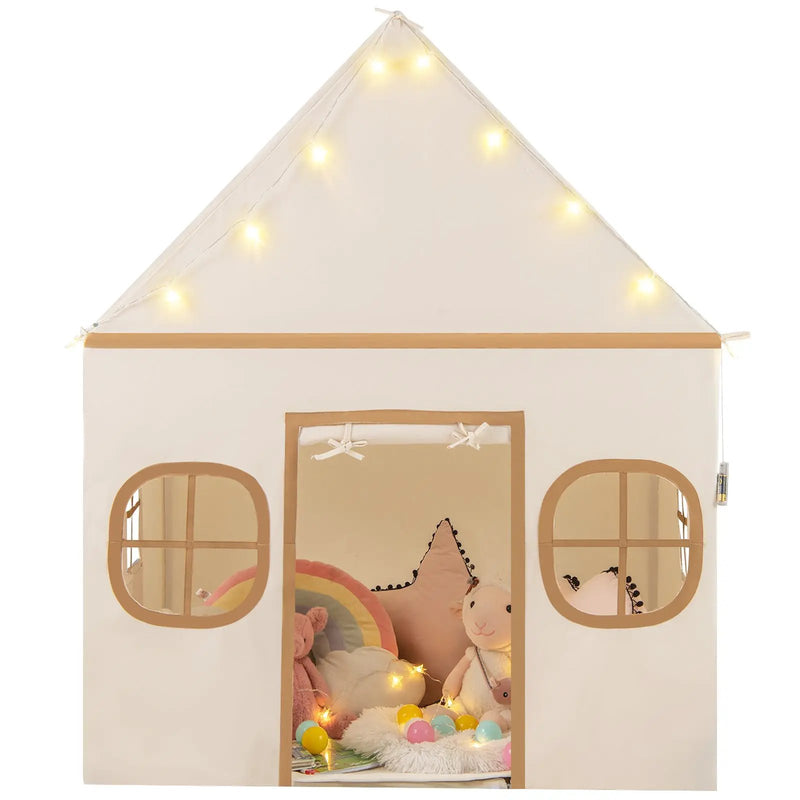Kids Play Tent Large Playhouse with Door Curtain and Windows Star Lights by DirectDeals