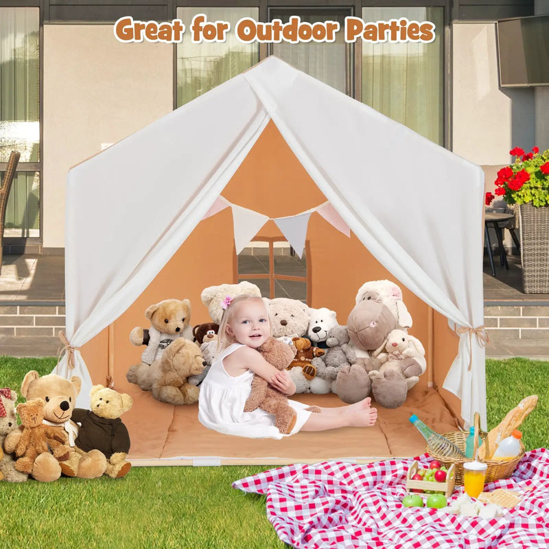 Kid's Play Tent with Washable Cotton Mat and Flag Banner by DirectDeals