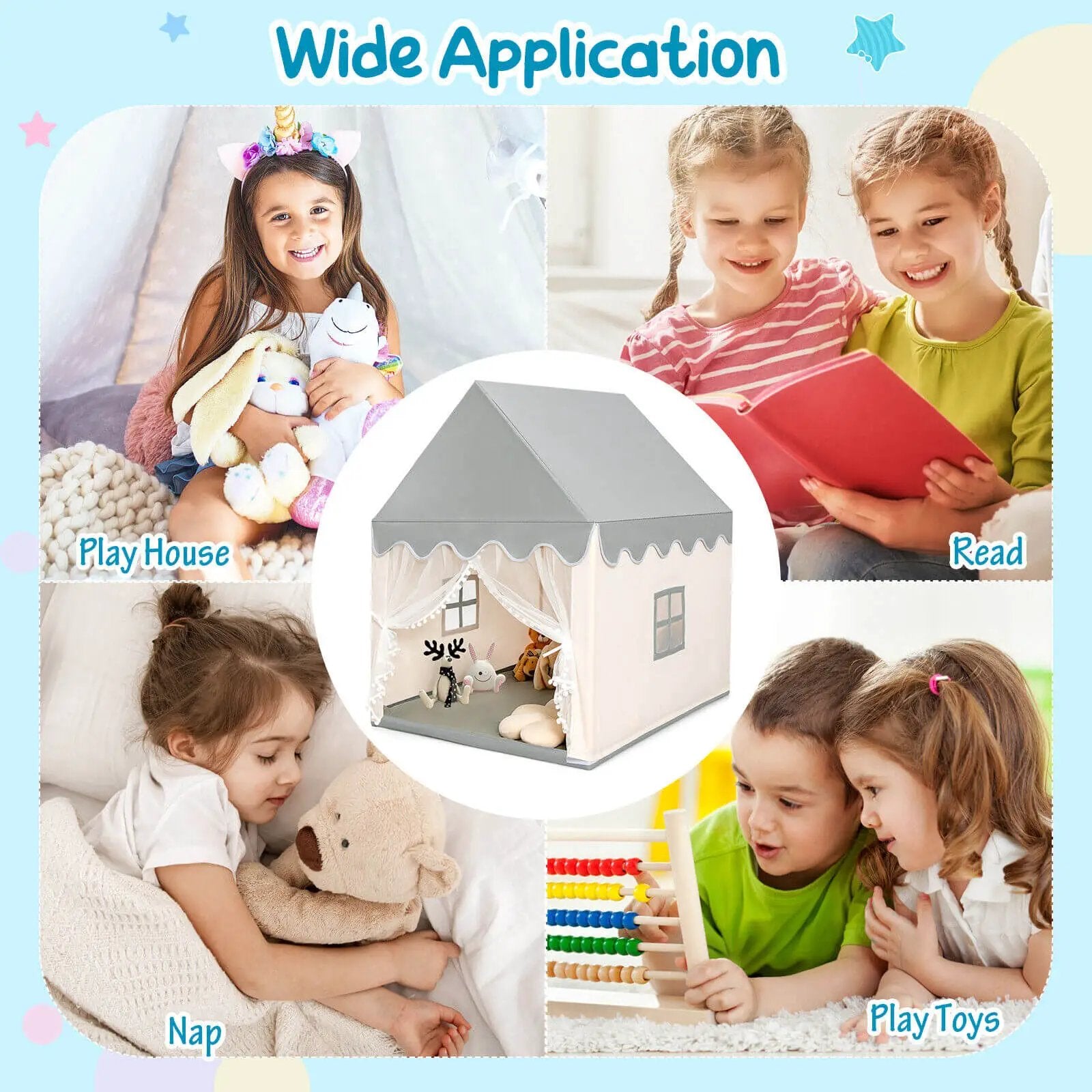 Kids Large Play Castle Fairy Tent with Mat by DirectDeals