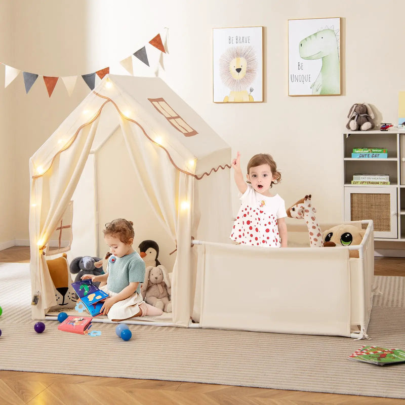 Kids Play Tent with Playpen 2-in-1 Toddler Playhouse with Yard by DirectDeals