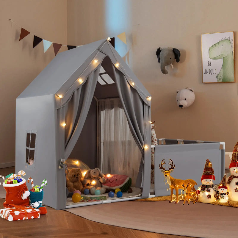 Kids Play Tent with Playpen 2-in-1 Toddler Playhouse with Yard by DirectDeals