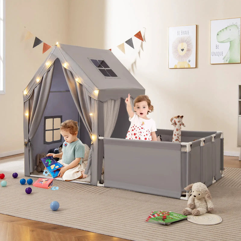 Kids Play Tent with Playpen 2-in-1 Toddler Playhouse with Yard by DirectDeals