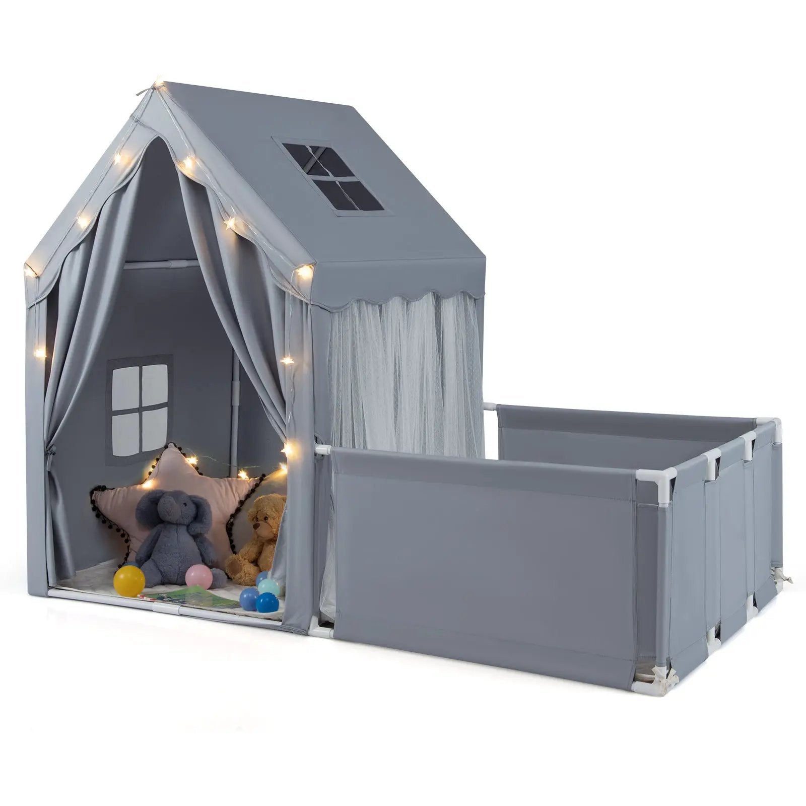 Kids Play Tent with Playpen 2-in-1 Toddler Playhouse with Yard by DirectDeals