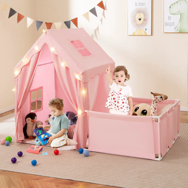Kids Play Tent with Playpen 2-in-1 Toddler Playhouse with Yard by DirectDeals