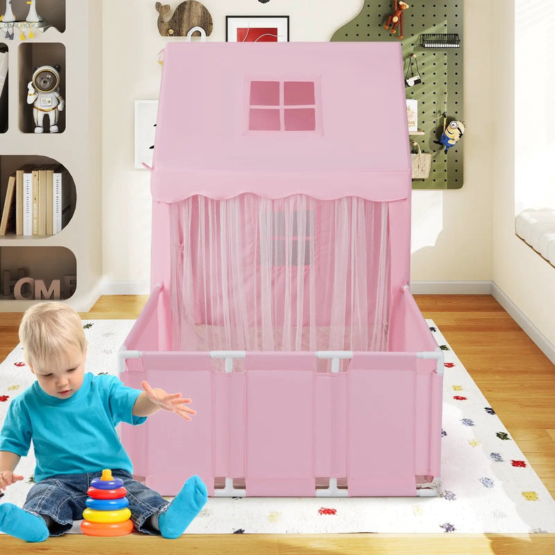 Kids Play Tent with Playpen 2-in-1 Toddler Playhouse with Yard by DirectDeals