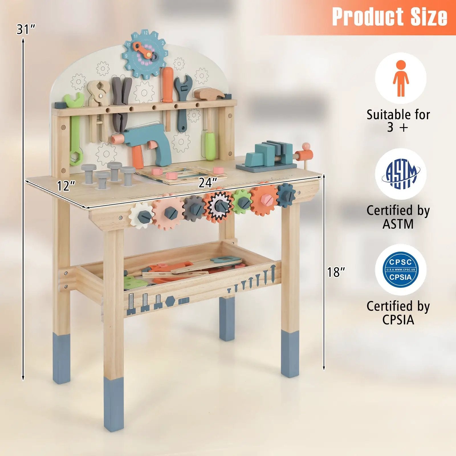 Kids Play Tool Workbench with Realistic Accessories by DirectDeals