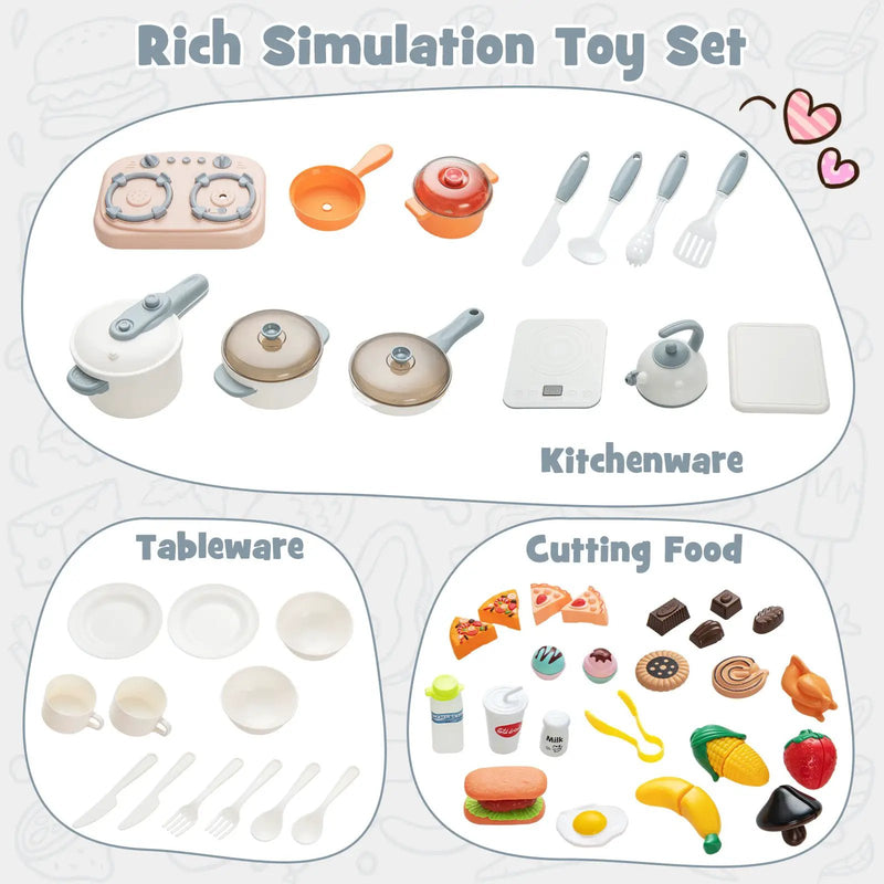 Kids Play Kitchen Toy with Stove Sink Oven with Light and Sound by DirectDeals