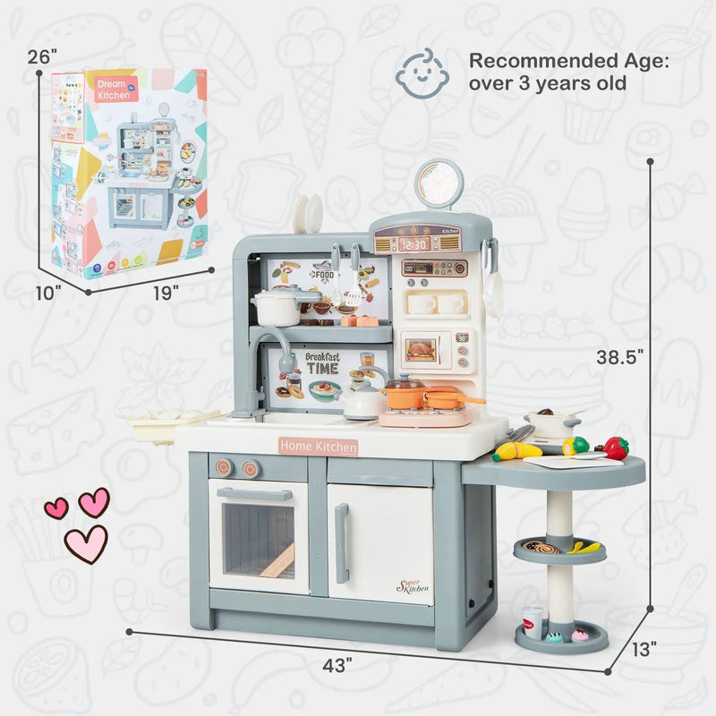 Kids Play Kitchen Toy with Stove Sink Oven with Light and Sound by DirectDeals