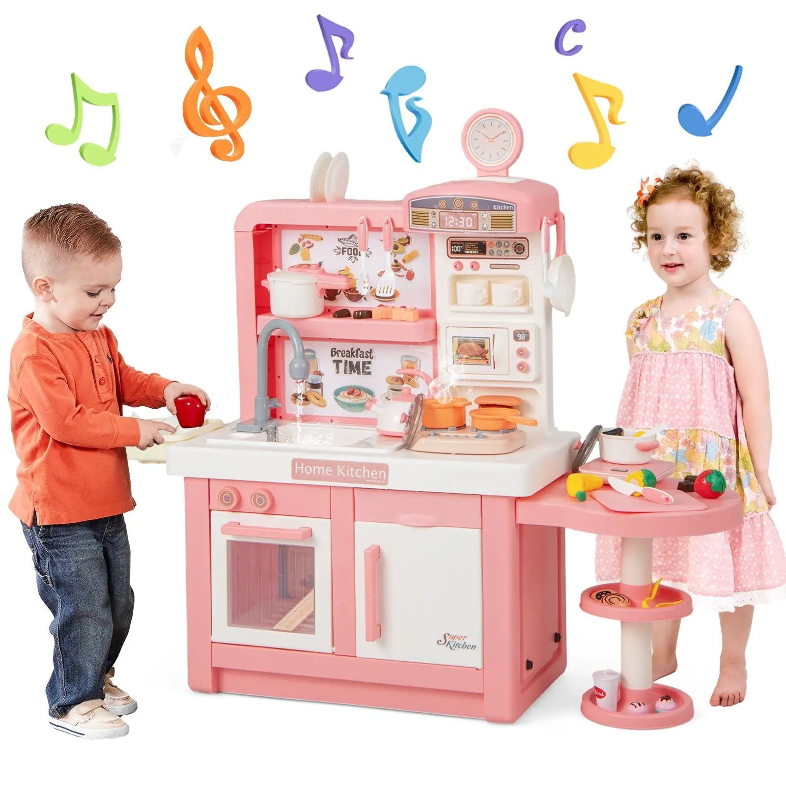 Kids Play Kitchen Toy with Stove Sink Oven with Light and Sound by DirectDeals