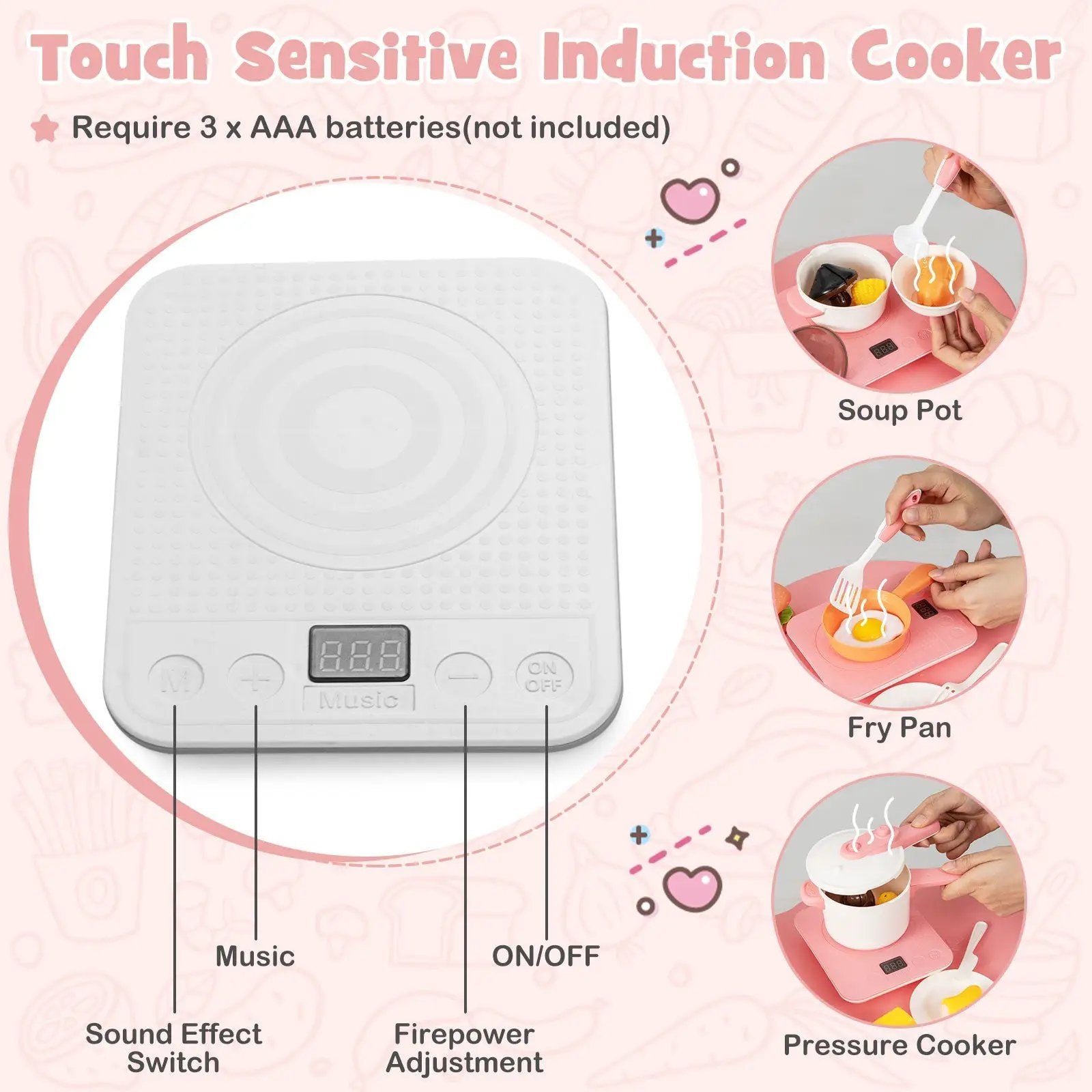 Kids Play Kitchen Toy with Stove Sink Oven with Light and Sound by DirectDeals