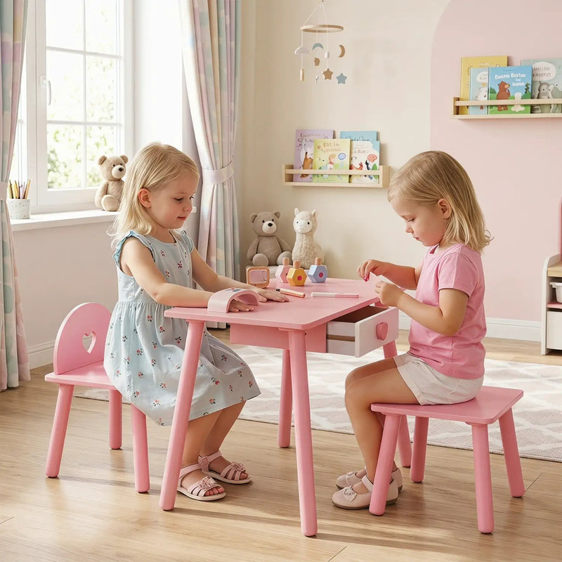 Kids Pretend Nail Salon Playset with Table and Stools by DirectDeals