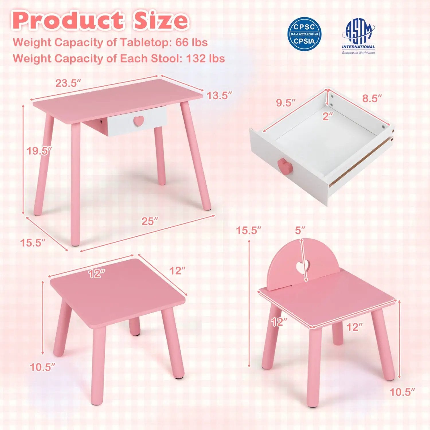 Kids Pretend Nail Salon Playset with Table and Stools by DirectDeals