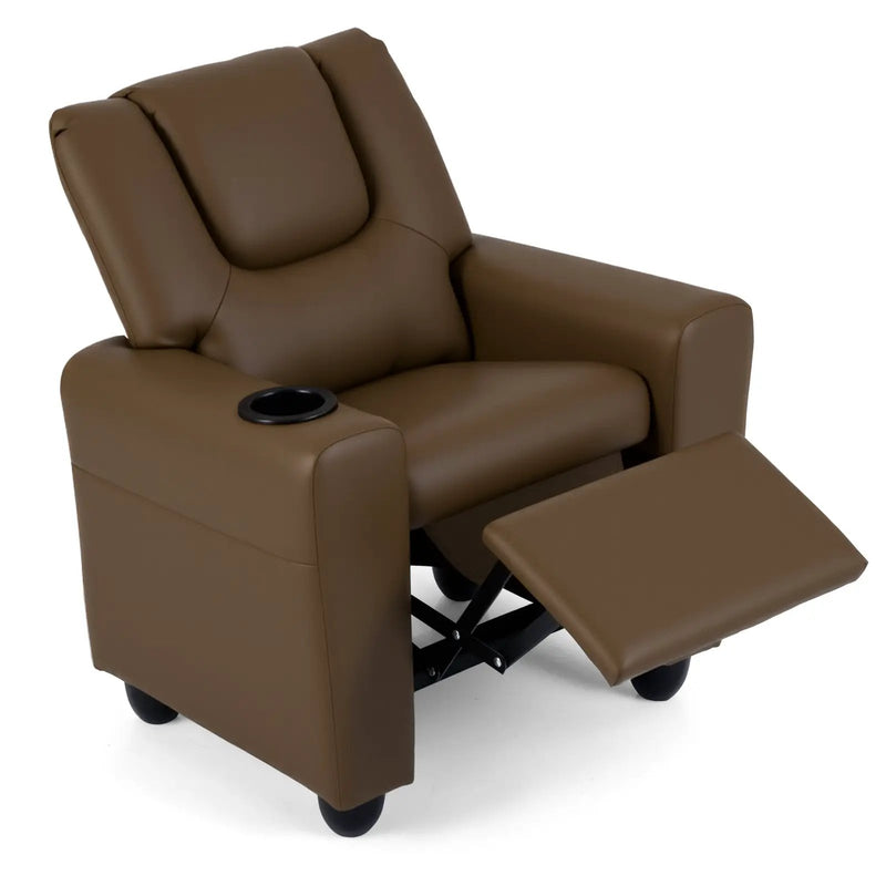 Kids Recliner Chair Push Back Toddler Reclining Armchair with Cup Holder by DirectDeals