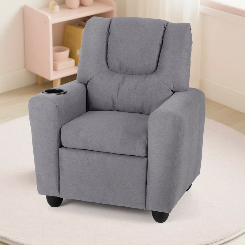 Kids Recliner Chair Push Back Toddler Reclining Armchair with Cup Holder by DirectDeals
