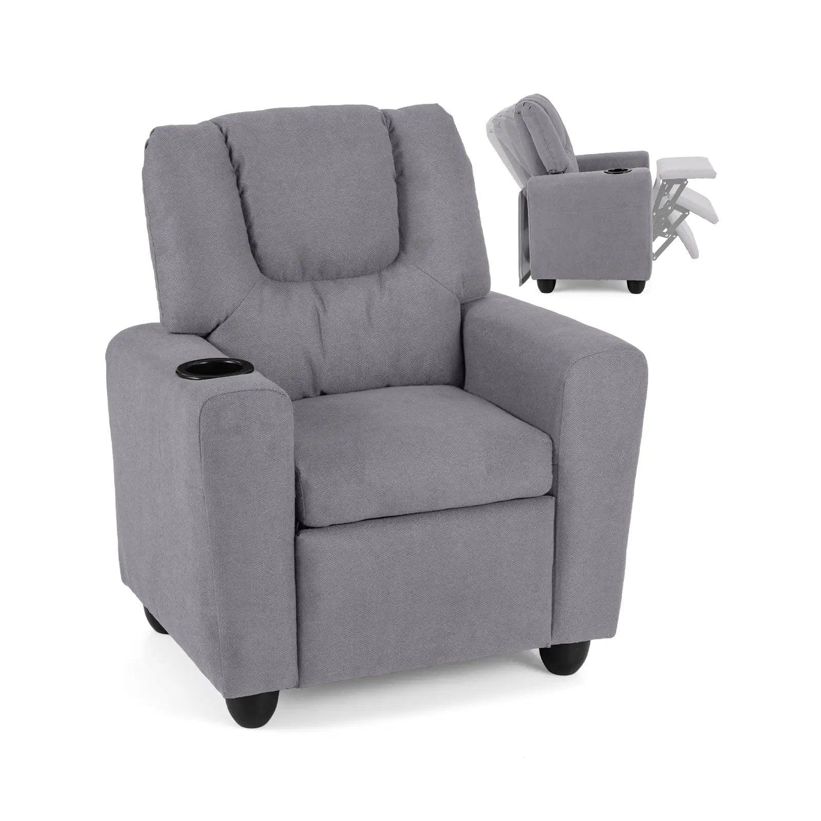 Kids Recliner Chair Push Back Toddler Reclining Armchair with Cup Holder by DirectDeals