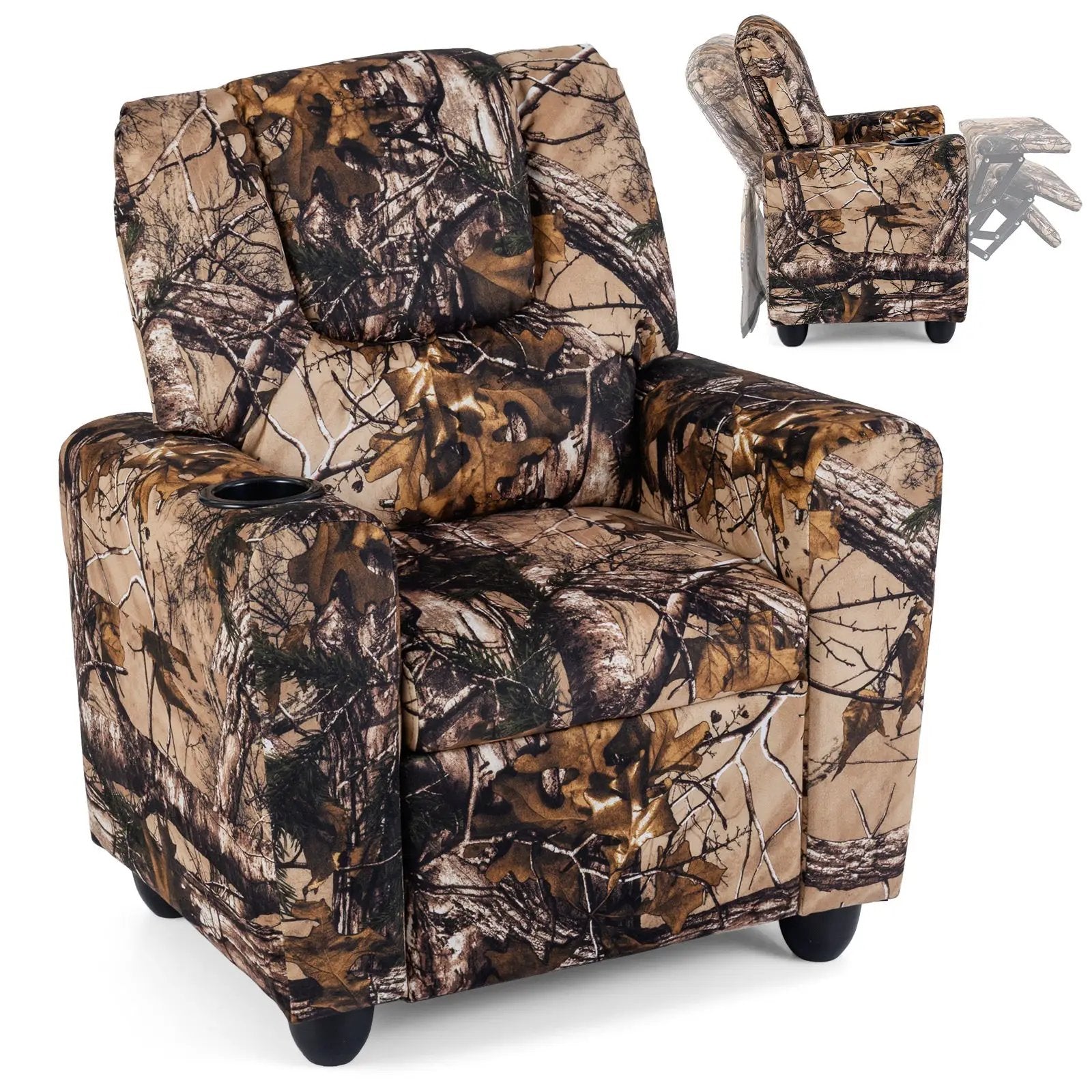 Kids Recliner Chair Push Back Toddler Reclining Armchair with Cup Holder by DirectDeals