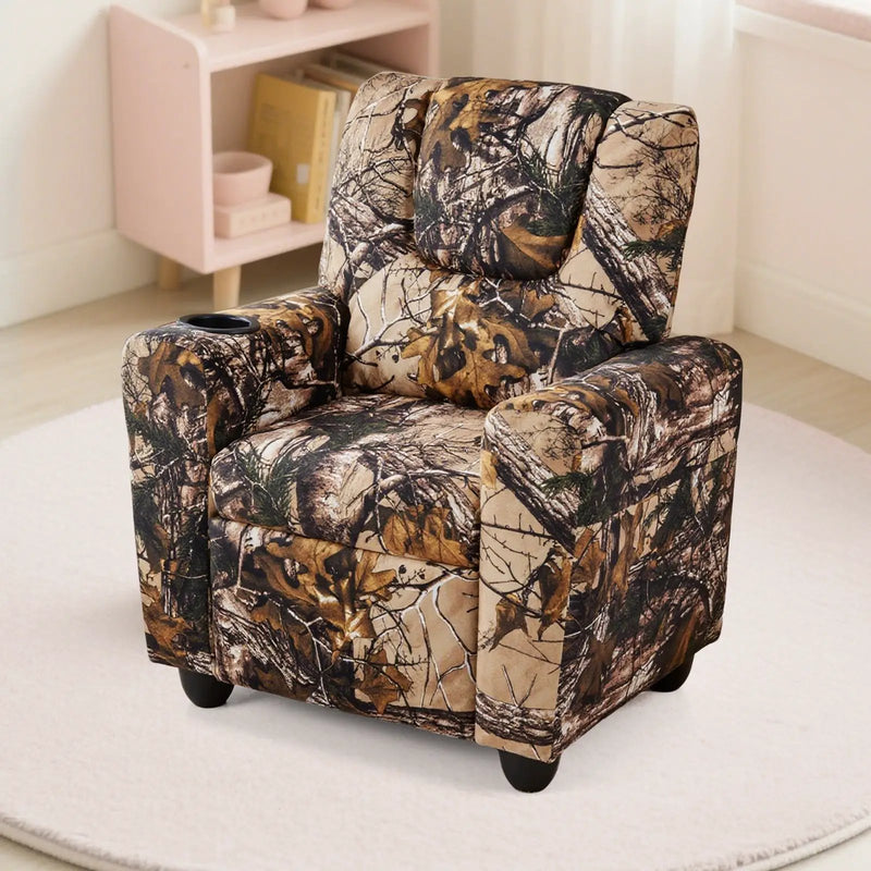 Kids Recliner Chair Push Back Toddler Reclining Armchair with Cup Holder by DirectDeals