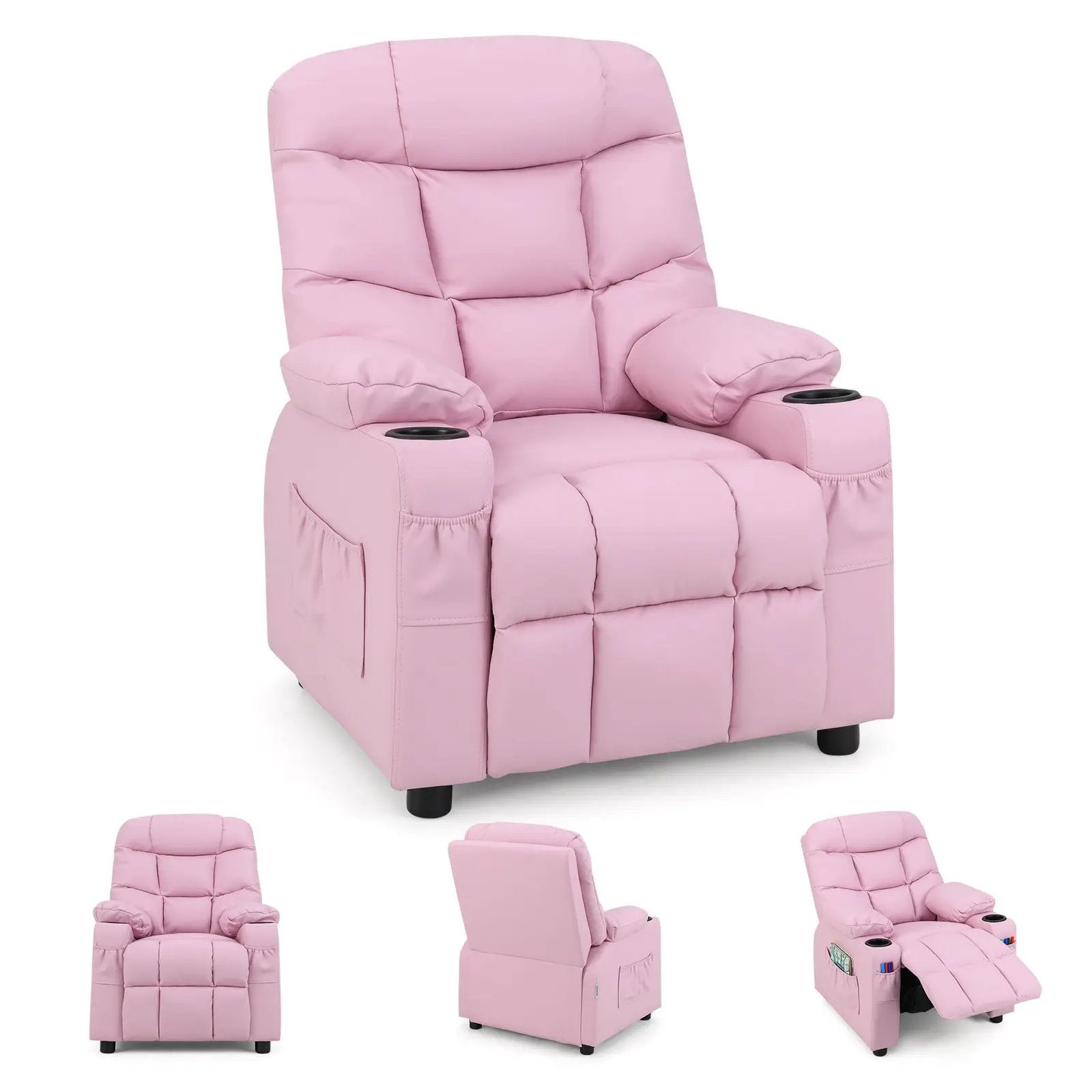 Kids Recliner Chair with Cup Holder and Footrest for Children by DirectDeals