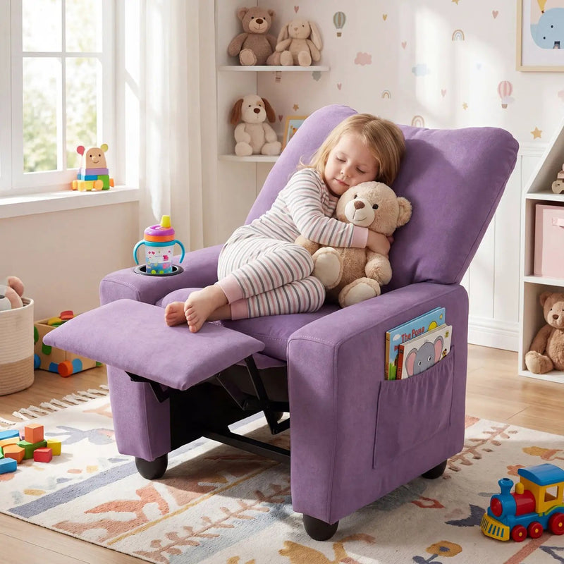 Kids Recliner Sofa with Adjustable Footrest and Cup Holder by DirectDeals