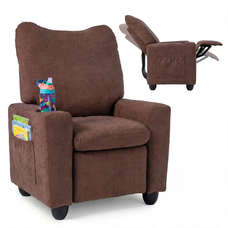 Kids Recliner Sofa with Adjustable Footrest and Cup Holder by DirectDeals